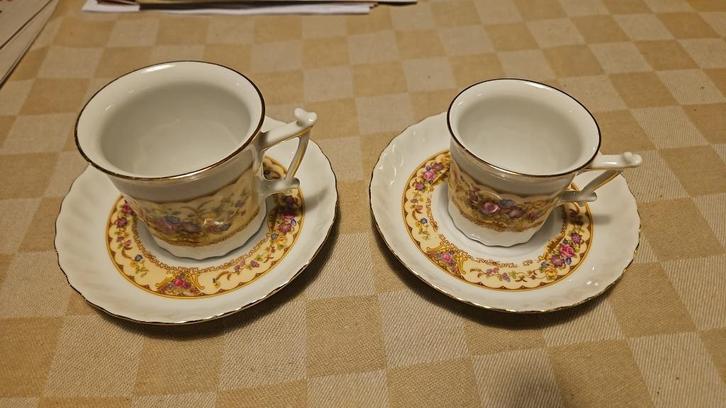 koffie en espresso kopjes + schotels porselein puntgaaf, Huis en Inrichting, Keuken | Servies, Nieuw, Kop(pen) en/of Schotel(s)