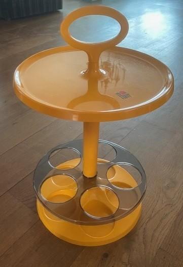 Gele vintage Retro Flair Space Age tafel/flessenhouder, Verzamelen, Retro, Huis en Inrichting, Ophalen of Verzenden