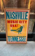 Nashville Music city Poster ingelijst, Verzamelen, Merken en Reclamevoorwerpen, Ophalen of Verzenden, Zo goed als nieuw, Reclamebord