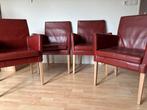 Vier rode, lederen stoelen, Huis en Inrichting, Stoelen, Ophalen, Gebruikt, Leer, Vier
