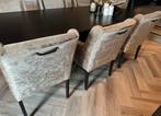 6 velours eetkamerstoelen te koop, Huis en Inrichting, Stoelen, Ophalen, Gebruikt, Overige kleuren, Stof