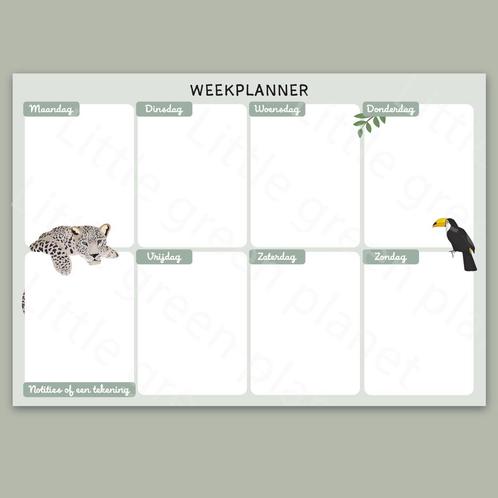Weekplanner Nederlands - Printable - Jungle dieren, Diversen, Agenda's, Nieuw, Verzenden