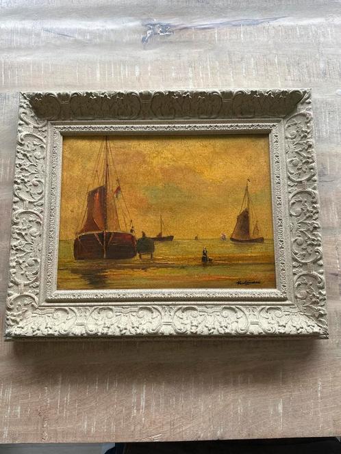 Origineel zeegezicht olieverf op doek gesigneerd “Verlinden”, Antiek en Kunst, Kunst | Schilderijen | Klassiek, Ophalen of Verzenden