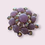 Vintage broche met lia cabuchons en strassteentjes AB, Ophalen of Verzenden, Overige materialen, Broche