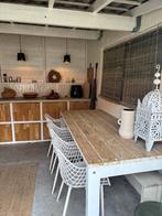 3 kunststof tuinstoelen beige kwantum, Tuin en Terras, Tuinstoelen, Ophalen, Zo goed als nieuw, Kunststof