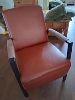 Vintage fauteuil met lederen bekleding, Huis en Inrichting, Stof, Minder dan 75 cm, Ophalen of Verzenden, In house stoel