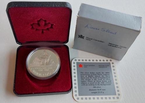 Zilveren 400th anniversary John Davis 1587-1987., Postzegels en Munten, Munten | Amerika, Setje, Noord-Amerika, Zilver, Ophalen of Verzenden