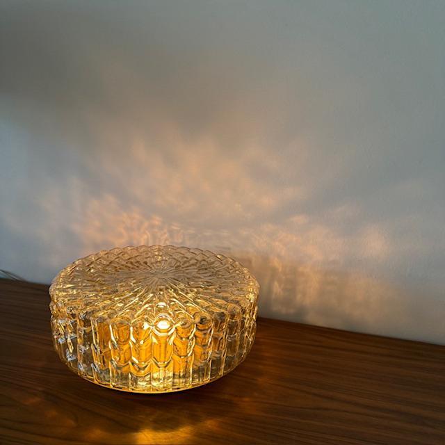 Plafonnière, wandlamp, Amber glas, Glashütte, vintage, jr 70, Huis en Inrichting, Lampen | Plafondlampen, Zo goed als nieuw, Glas