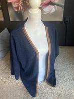 Marineblauw vest met okergele bies, Verzenden, Gedragen, Maat 38/40 (M), Blauw