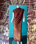 Vintage originele jaren 70 lange jurk roestbruin maat 46, Bruin, Verzenden, Maat 46/48 (XL) of groter, Vintage