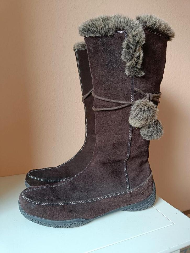 Bruine laarzen leer leren maat 40, Kleding | Dames, Schoenen, Zo goed als nieuw, Hoge laarzen, Bruin, Ophalen of Verzenden