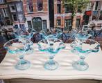 Set van 6 ijscoupes met blauwe glans, Huis en Inrichting, Keuken | Servies, Glas of Glazen, Gebruikt, Ophalen of Verzenden, Glas