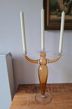 Design Glaskunst Kandelaar - amber tint handgemaakt!, Antiek en Kunst, Ophalen