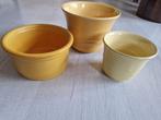 3 gele vintage bloempotten, Ophalen, Gebruikt, Rond, Binnen