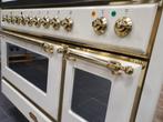Luxe Boretti Majestic Fornuis 121cm crème + messing frytop, 60 cm of meer, Ophalen of Verzenden, Zo goed als nieuw, Energieklasse A of zuiniger