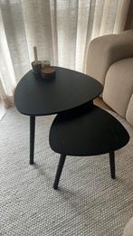 Salontafels zwart driehoekig, Ophalen, Japandi, 50 tot 100 cm, 50 tot 100 cm