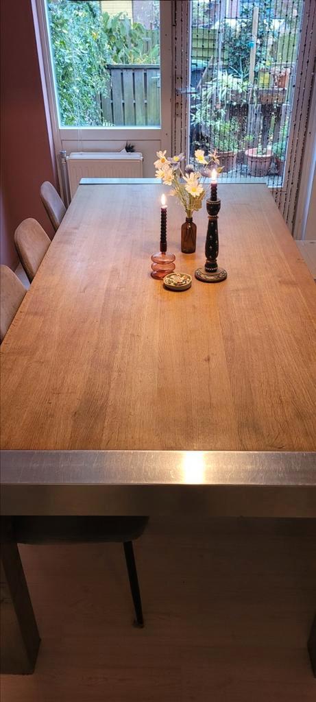 Mooie zware eettafel, Huis en Inrichting, Tafels | Eettafels, Zo goed als nieuw, 50 tot 100 cm, 200 cm of meer, Vijf personen of meer