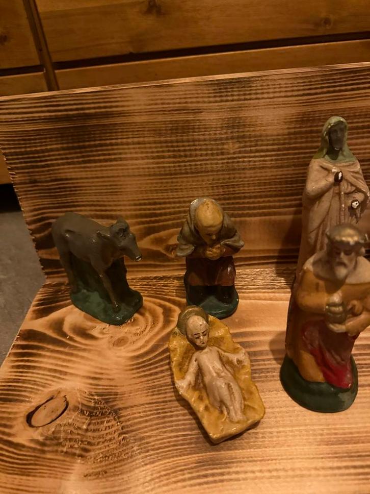 Vintage Kerststal - Handgemaakt Gips 15cm, Antiek en Kunst, Antiek | Religie, Ophalen of Verzenden