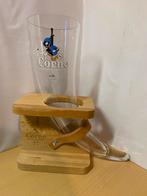 La Corne hoorn bierglas in houten houder, Verzamelen, Biermerken, Ophalen of Verzenden, Zo goed als nieuw, Glas of Glazen, Overige merken