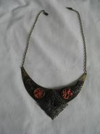 Bronsklr. Tribal Boho Ketting met Bloedkoraaltjes Nr 1 Vint, Sieraden, Tassen en Uiterlijk, Antieke sieraden, Ophalen of Verzenden