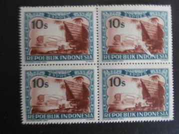 INDONESIE 1949; 4 WEENSE DRUKKEN in blokken van 4 LEES beschikbaar voor biedingen