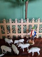 Oude Kerststal Schaapjes met Herder, Ophalen of Verzenden