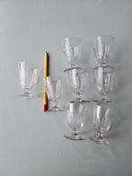 Antieke Kristallen Wijnglazen, Amandel Geslepen - 8 Stuks, Antiek en Kunst, Antiek | Glas en Kristal, Ophalen of Verzenden