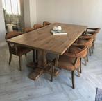 Unieke Robuuste Eiken Houten Eettafel - Op Maat Gemaakt, 200 cm of meer, 50 tot 100 cm, Gebruikt, Rechthoekig