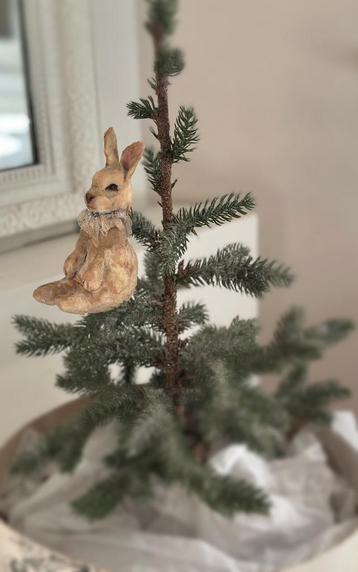 Spun cotton konijntje kerst frans oud kerstversiering beschikbaar voor biedingen