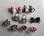 Retro Vintage Zilveren Oorbellen 6 paddenstoelen, pinguins, Met kristal, Overige materialen, Overige kleuren, Nieuw