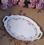 Leuk brocant serveerschaaltje, roze roosjes, groene blaadjes, Ophalen of Verzenden