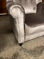 Nieuw! Zilver/grijs stoffen oorfauteuil, Ophalen, ., 75 tot 100 cm, Zo goed als nieuw