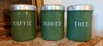 3 Antieke emaile Koffie Suiker Thee voorraadbussen, Ophalen of Verzenden
