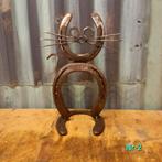 Metalen poes - metal art - hoefijzer - upcycling, Huis en Inrichting, Ophalen of Verzenden, ., ., .