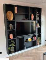 Massief houten wandmeubel op maat, Huis en Inrichting, Kasten | Televisiemeubels, Ophalen, Gebruikt, 200 cm of meer, 200 cm of meer