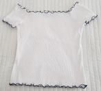 Zara cropped tshirt wit met zwarte randen maat L t-shirt, Kleding | Dames, T-shirts, Verzenden, Maat 42/44 (L), Zo goed als nieuw