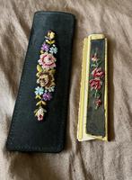 Petit point etui met opvouwbaar kammetje, ook petit point., Verzenden