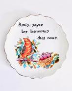 Vintage 50s wandbord bord porselein vogel vriendschap spreuk, Verzenden