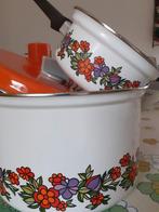 Vintage steelpan en soeppan met oranje deksel, Ophalen of Verzenden
