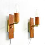 2 Scandinavisch MidCentury design wand LAMPEN teak + messing, Huis en Inrichting, Lampen | Wandlampen, Ophalen of Verzenden, Gebruikt