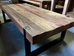 Salontafel 130cm rustiek industrieel, mixed wood, AANBIEDING, 100 tot 150 cm, Stoer, robuust, Nieuw, Metaal