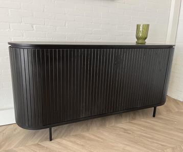 Magazijn Leegverkoop Dressoir mangohout retro zwart ribbel  beschikbaar voor biedingen