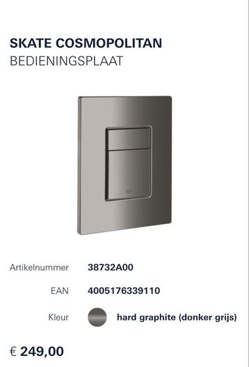 Grohe Skate Cosmopolitan Bedieningsplaat - Hard Graphite beschikbaar voor biedingen