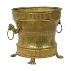 Oude Messing Bloempot Jardinière Mécap Belgium, Tuin en Terras, Bloempotten, Gebruikt, Rond, Binnen, Minder dan 40 cm