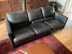 MONTEL zwart LEDER 3-zits BANK kussens leer strak design, 250 tot 300 cm, Gebruikt, Driepersoons, Ophalen of Verzenden