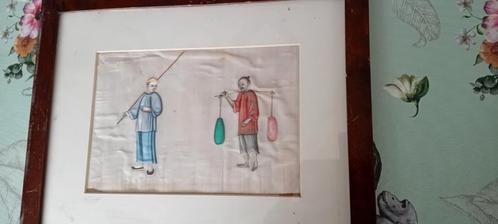 3 antieke Chinese schilderijtjes op rijstpapier., Antiek en Kunst, Kunst | Niet-Westerse kunst, Ophalen of Verzenden