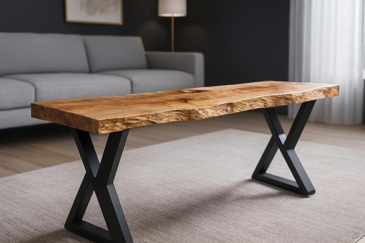 Handgemaakt boomstam bankje – uniek & stijlvol, Huis en Inrichting, Tafels | Sidetables, Nieuw, 25 tot 50 cm, 100 tot 150 cm, Rechthoekig