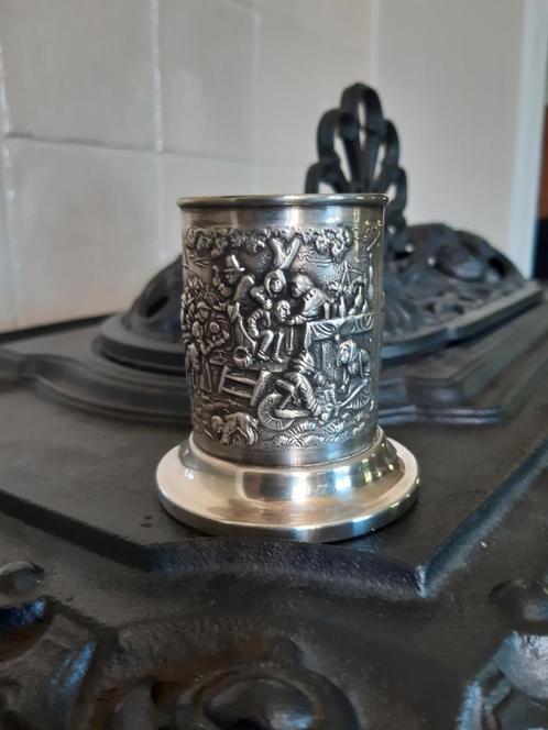 verzilverde sigarettenhouder ? in originele doos, Antiek en Kunst, Antiek | Goud en Zilver, Goud, Zilver, Ophalen of Verzenden