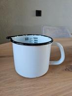 Emaille Maatbeker 1000ml - Wit & Zwart, Antiek en Kunst, Antiek | Emaille, Ophalen of Verzenden