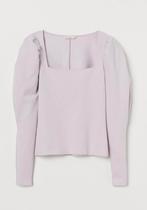 H&M trend Lila puff sleeve shirt blouse trui chic merk paars, Zo goed als nieuw, Maat 36 (S), Paars, Verzenden